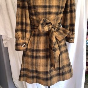 GUC-RARE Free People Plaid Balloon-Sleeve A-Line Dress